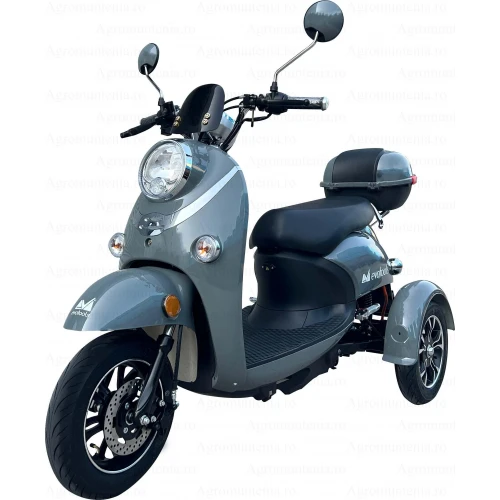 Triciclu Electric pentru Persoane TRP800 Gri – putere maxima 980W, 60V/20Ah, autonomie 50 km, 2 locuri, frane hidraulice, afisaj digital, 3+R, fara permis