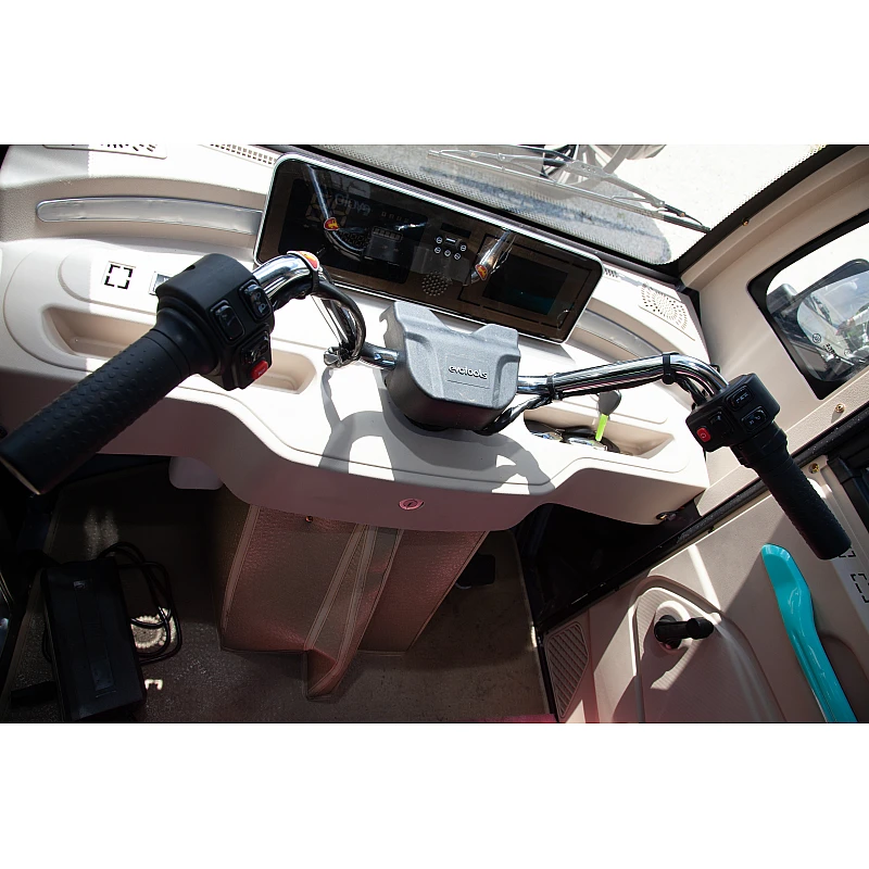 Triciclu Electric Cargo TRCB1500 – putere maxima 3800W, 72V/58Ah, autonomie 60 km, bena basculabila cu piston, 3+R, sarcina totala 776 kg, viteza maxima de 25 km/h, conform reglementarilor UE, fara permis, gri