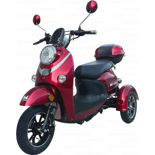 Triciclu Electric pentru Persoane TRP800 Rosu – putere maxima 980W, 60V/20Ah, autonomie 50 km, 2 locuri, afisaj digital, frane hidraulice, 3+R, fara permis