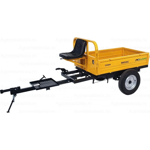 ProGARDEN Campo RM500C remorca 500kg motocultor, 1 osie, prindere bolt, roti profil rutier 5.00-12, 4 prezoane, RIM 3.00B