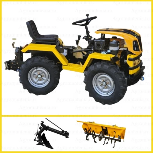 ProGARDEN Campo T18 Minitractor G2 4x4, 18CP, benzina, hidraulica fata-spate, roti 6.00-12, freza tractata, plug reversibil