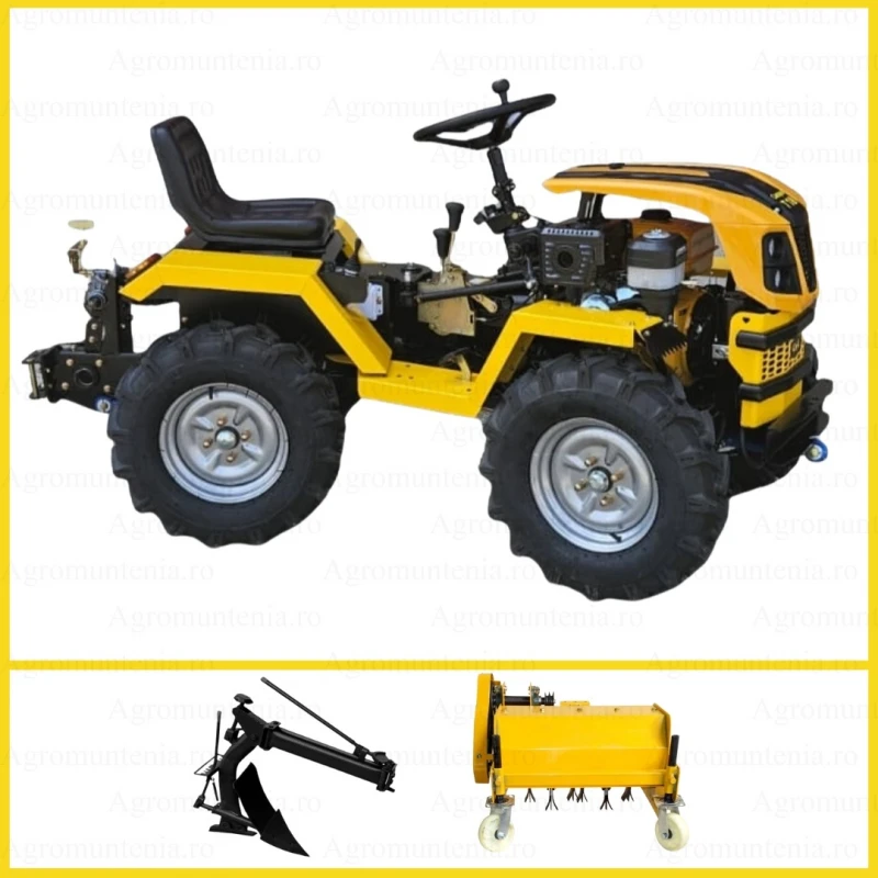 ProGARDEN Campo T18 Minitractor G2 4x4, 18CP, benzina, hidraulica fata-spate, roti 6.00-12, plug reversibil, tocator vegetatie