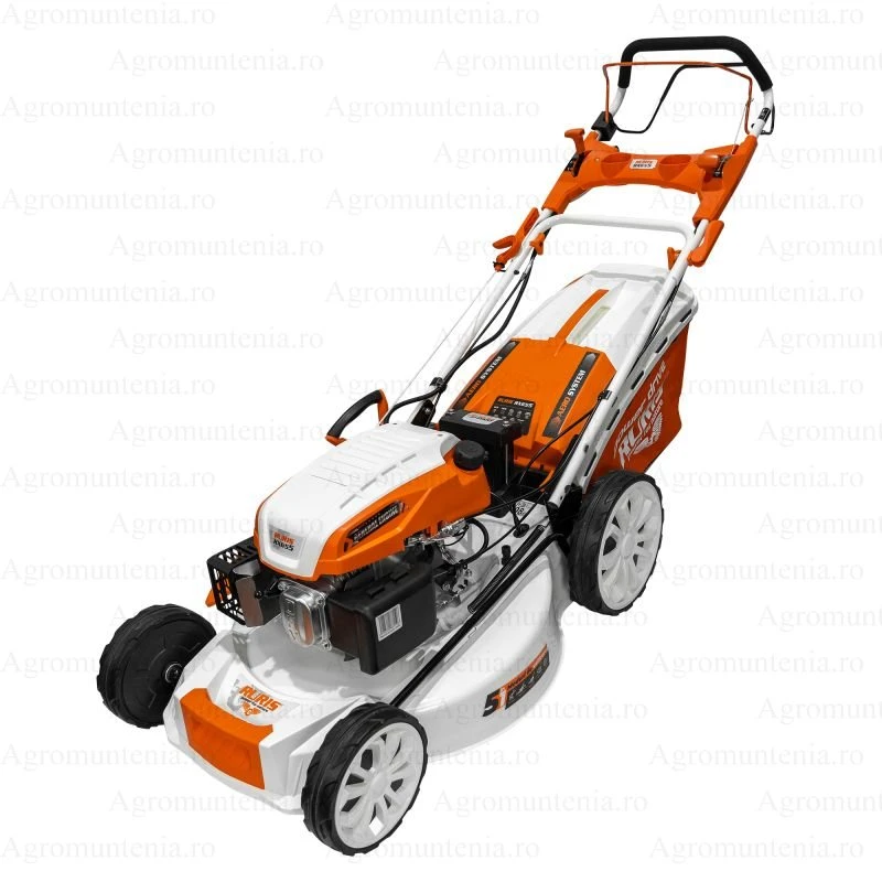 Masina de tuns gazon RURIS RX655 – Motor 4T, 5.6 CP, 560 mm latime de taiere, autopropulsata, functii multiple, Pornire electrica