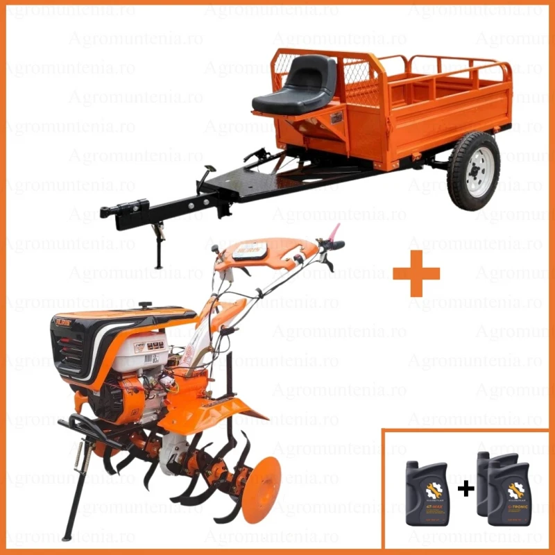 Motosapatoare Ruris 732ACC, 8.5 CP, roti cauciuc 5.00-8 + Remorca Ruris 550s
