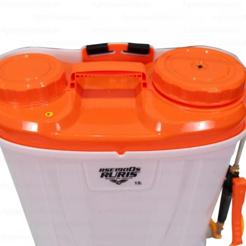 Pulverizator electric RURIS RSE1900 S, 30 W, capacitate rezervor 18 litri, presiune 6 bar, debit 2.9 l/min, acumulator 12 V, 8 Ah, cu 5 duze stropire
