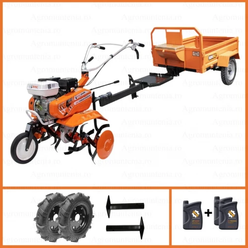 Motosapa RURIS 6000K + Remorca 450 kg + Ulei + Roti + Manicoti + Freze