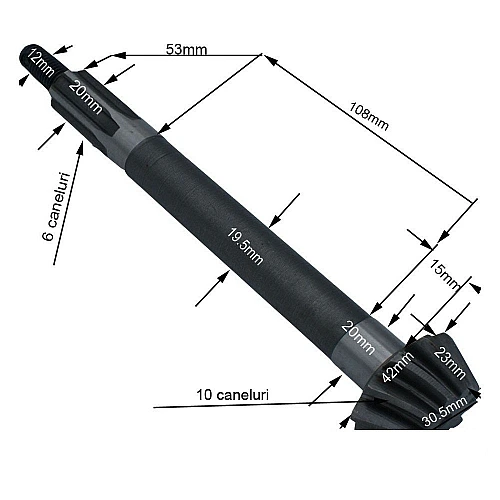 Ax central transmisie RURIS PS1001ksd-4-3a, 10 dinti, pentru motocultor Ruris 1001KSD