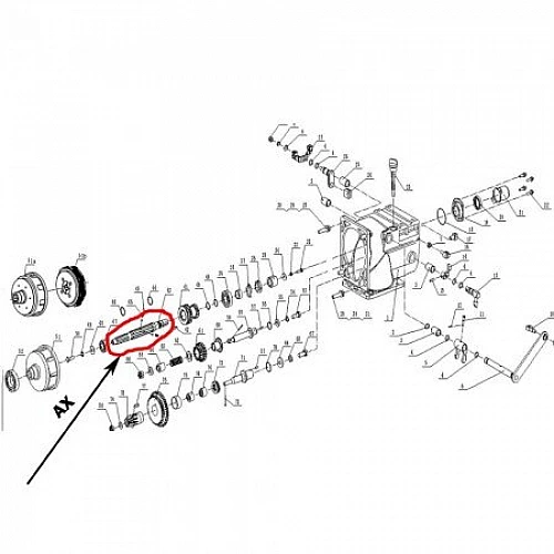 Ax cutie de viteze RURIS PS1001ksd-3-43, lungime 250 mm, motocultor Ruris 1001ksd, 1002ksd