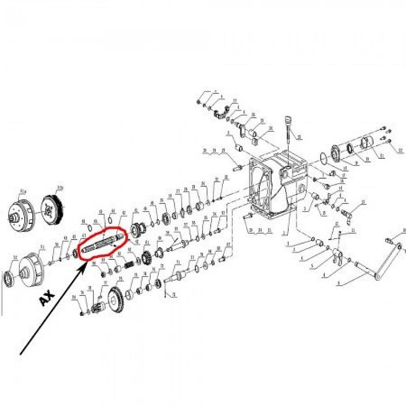 Ax cutie de viteze RURIS PS1001ksd-3-43, lungime 250 mm, motocultor Ruris 1001ksd, 1002ksd