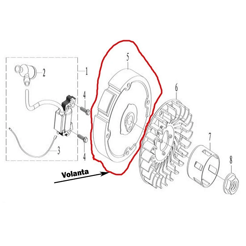 Volanta motor 168f RURIS PS168f-10-5, pentru motosape Ruris 6 cp, 6.5 cp, 7 cp