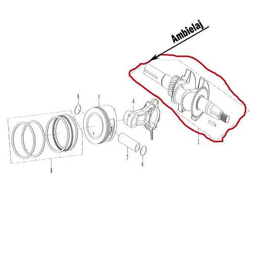 Ambielaj cu ax conic RURIS PS168f-4-1a, pentru motosapa Ruris 7009