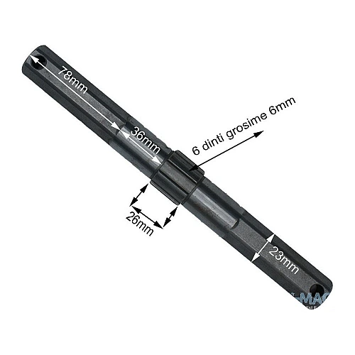 Ax canelat transmisie RURIS PS6500k-1-43, pentru motosapa Dac, Ruris, Gigant, Zimbru