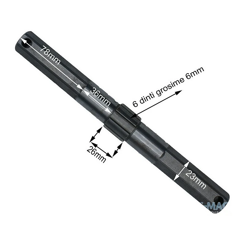 Ax canelat transmisie RURIS PS6500k-1-43, pentru motosapa Dac, Ruris, Gigant, Zimbru