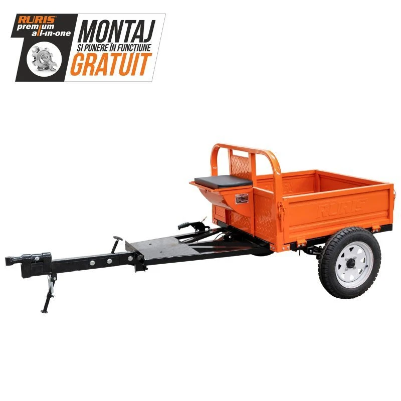 Remorca motocultor RURIS 450S, capacitate incarcare 450 kg, basculare manuala