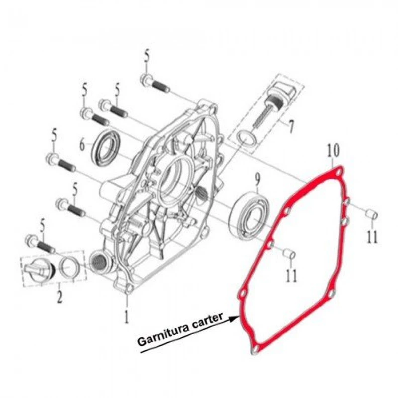 Garnitura carter RURIS PS168f-3-10, pentru motosapa Ruris 6 cp, 6.5 cp