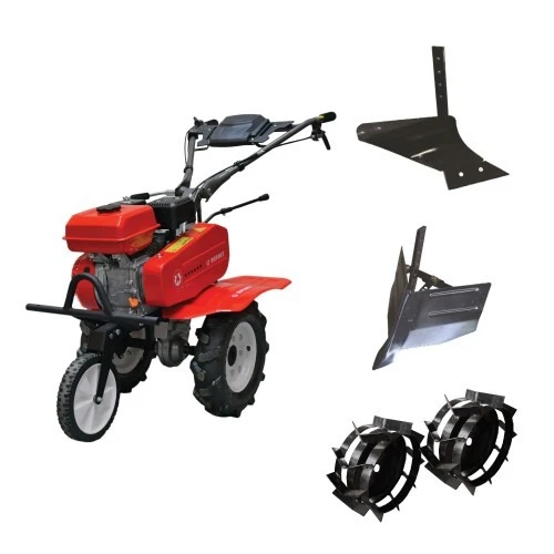 Pachet Motocultor Rotakt RO75RS, 7 CP, benzina, Plug arat - Plug bilonat - Roti metalice 4.00-8  (COD 041256)