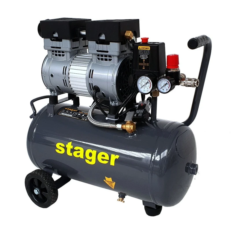Compresor aer STAGER HM0.75JW/24 4530107524, 24 L, 8 bar, 135 L/min, monofazat, angrenare directa, silentios