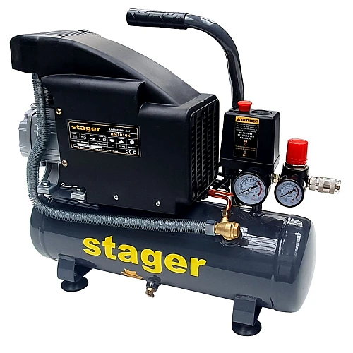 Compresor aer STAGER HM1010K 4530101010, 6 L, 8 bar, 126 L/min, monofazat, angrenare directa
