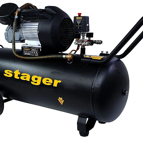 Compresor aer STAGER HM3100V-10 453010310010, 100 L, 10 bar, 356 L/min, monofazat, angrenare directa