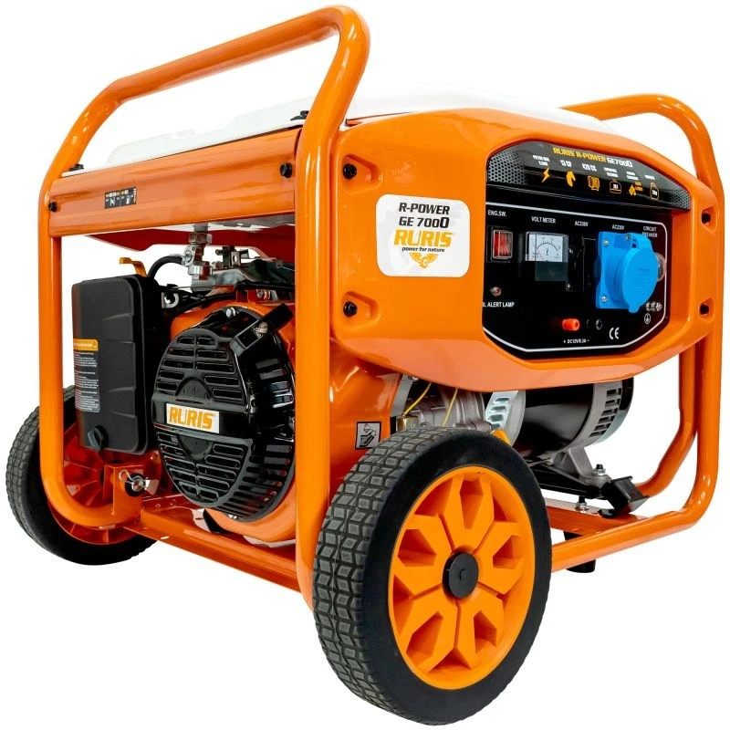 Generator de curent RURIS R-Power GE7000, motor General Engine, benzina, 420 CC, 4T, 13 CP, putere maxima 6500 W, cadru, roti deplasare