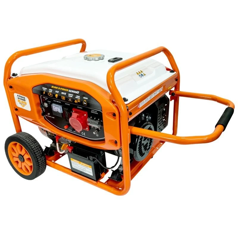 Generator de curent RURIS R-Power GE8000, motor General Engine, benzina, 459 CC, 4T, 14 CP, putere maxima 7500 W, cadru, roti deplasare
