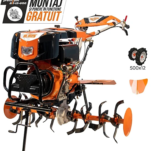 Motosapatoare RURIS 1002 KSD START, motor diesel 4 timpi, 11 CP, 3 viteze + roti cauciuc 500x12 + rarita