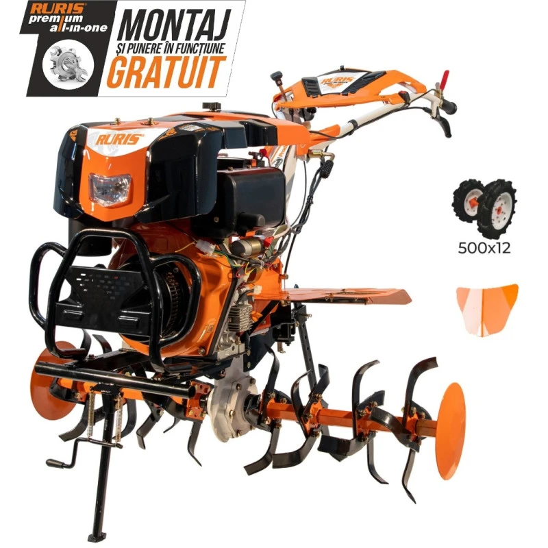 Motosapatoare RURIS 1002 KSD START, motor diesel 4 timpi, 11 CP, 3 viteze + roti cauciuc 500x12 + rarita