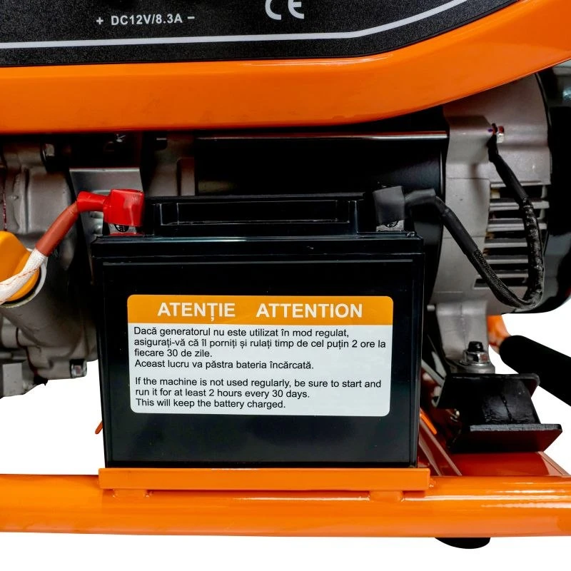 Generator de curent RURIS R-Power GE8000, motor General Engine, benzina, 459 CC, 4T, 14 CP, putere maxima 7500 W, cadru, roti deplasare