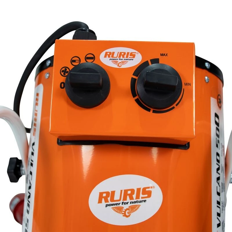 Aeroterma electrica RURIS Vulcano 500, 5000 W, debit aer 411 mc/h, 3 trepte de putere, suprafata incalzita 48 mp