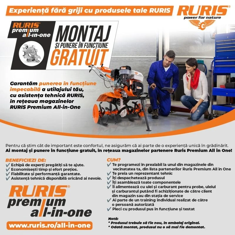 Motosapa RURIS DAC 7000K Start, 7000kst2022, motor benzina, 4 timpi, 208 CC, 7 CP, latime de lucru 560-830 mm, adancime de lucru 290 mm, 3 viteze