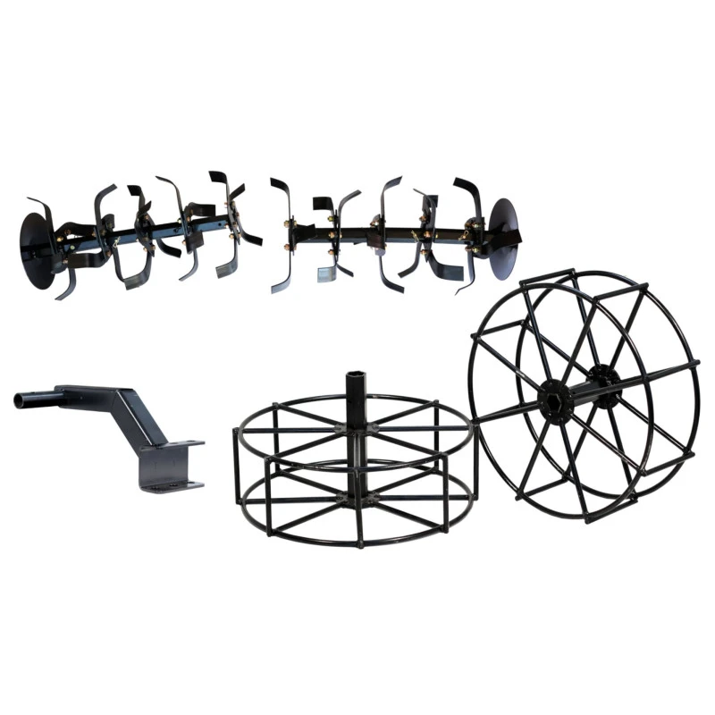 ProGARDEN Set roti metalice 500x170, manicot cu flanse, hex 23mm si ansamblu sapare, hex 32mm, 2x4x(3+1+1+D) segmente, flanse extensie cutite pentru minitractor Campo