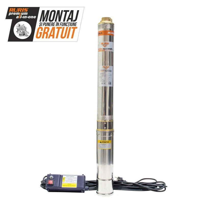 Pompa submersibila RURIS AQUA 1090, pentru apa curata, 1100 W, inaltime maxima refulare 100 m, debit 4 mc/h, carcasa inox