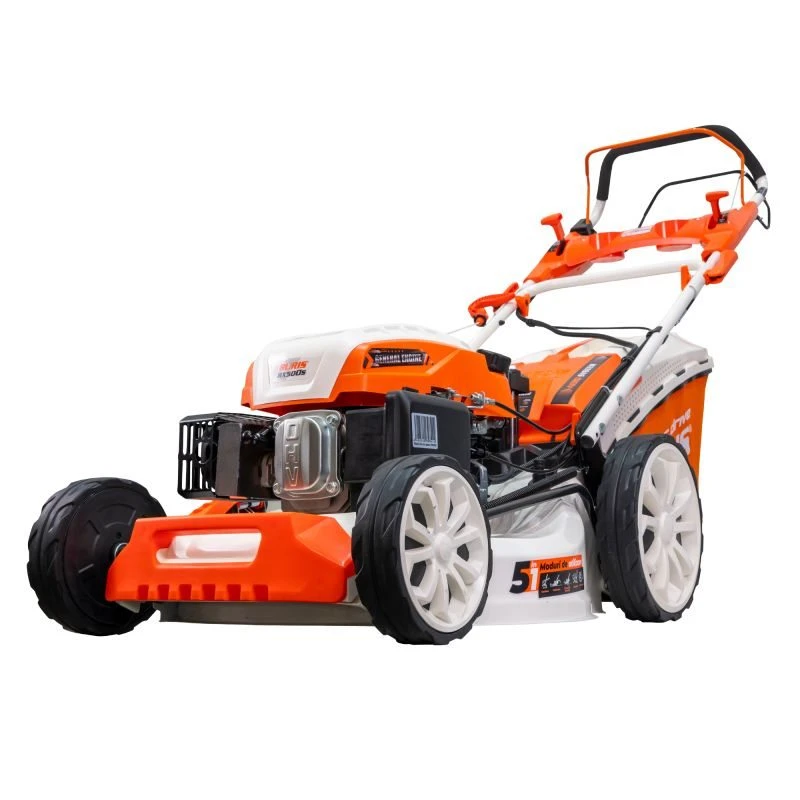 Masina de tuns iarba, pe benzina, RURIS RX500S, 5.7 CP, 196 CC, latime de lucru 53 cm, inaltime taiere 25-75 mm, sac colector 65 litri