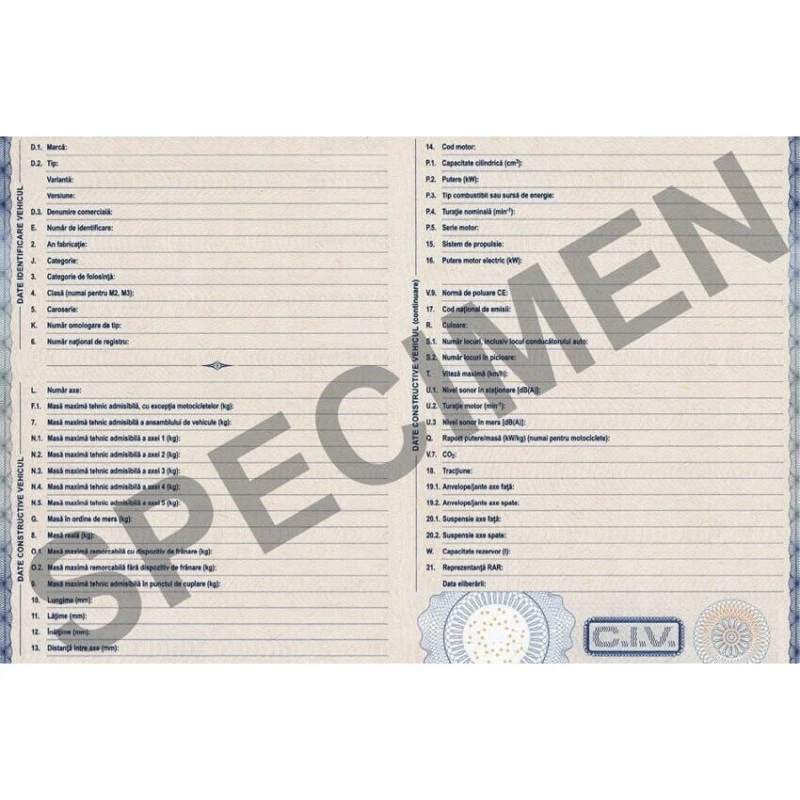 Carte de identitate (CIV-RAR) pentru vehicule electrice