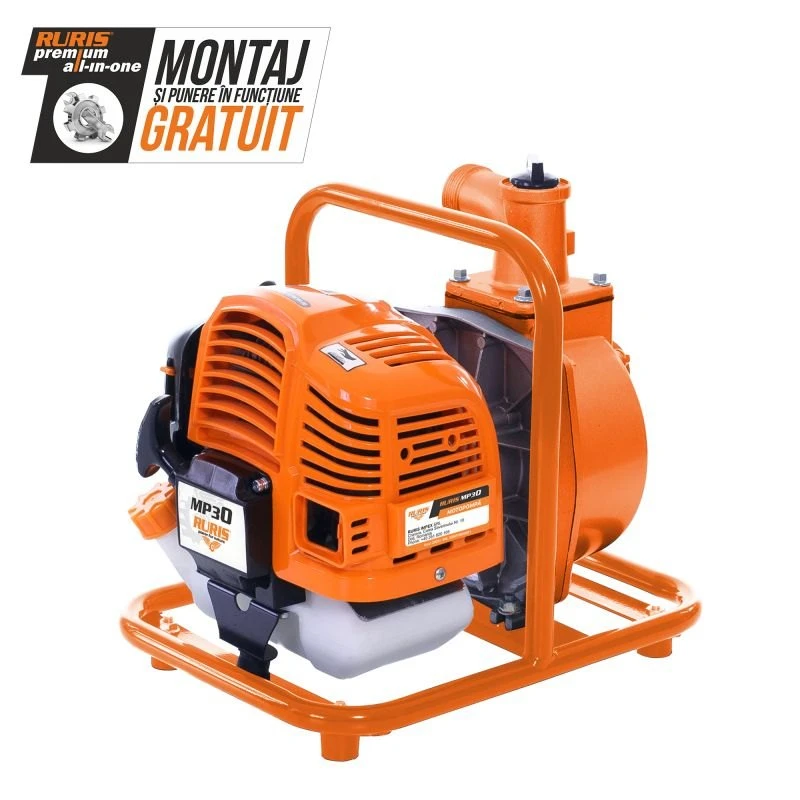 Motopompa RURIS MP30, motor benzina TEZ, 2 timpi, 51.7 CC, 1.7 CP, adancime absorbtie 8 m, refulare verticala/orizontala 14/140 m, 15 mc/h