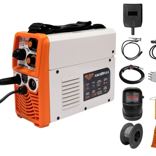 Aparat de sudura AS130FULL + KIT PRO W2 RURIS, aparat tip invertor, tip sudura MIG/LIFT TIG/MMA, diametru electrozi 1.6 mm - 3.2 mm
