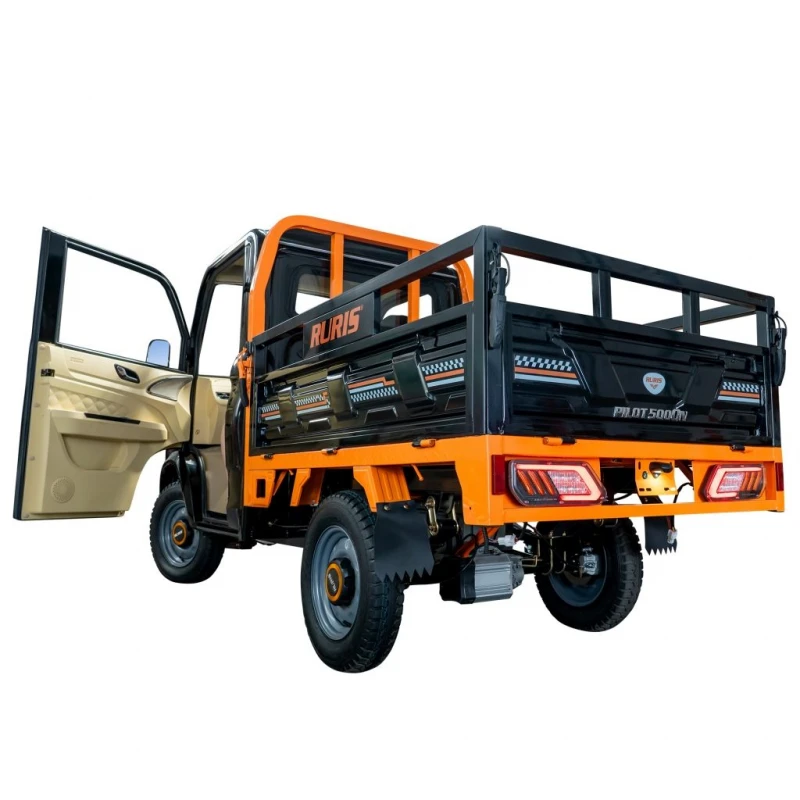 Camioneta electrica RURIS Pilot 5000N – motor 4900W, autonomie pana la 130 km, sarcina 898 kg, 2 locuri, fara permis auto, omologat pentru drum public, negru