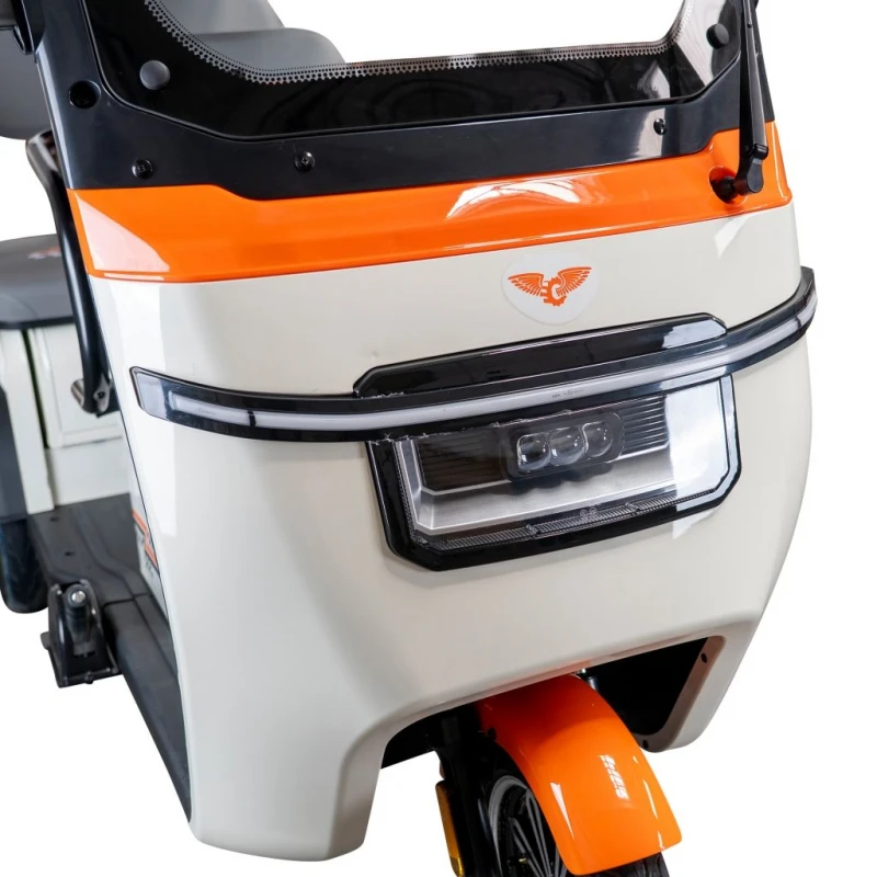 Triciclu Electric RURIS Pilot 3070N – Motor Electric 2900W, Baterie Plumb-Acid 72V 32Ah, Autonomie 60 km, Viteza 25 km/h, Capacitate 225 kg, alb, omologat pentru drum public