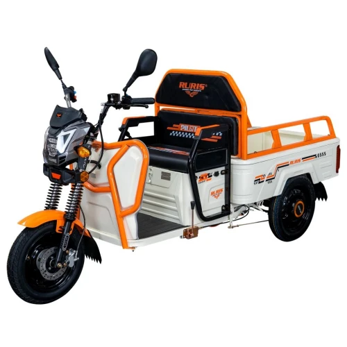 Triciclu Electric Cargo RURIS Pilot 3110A – Motor Electric 2000W, Baterie 72V 32Ah, Autonomie 80 km, Sarcina 300 kg, viteza maxima de 25 km/h, conform reglementarilor UE, fara permis, alb