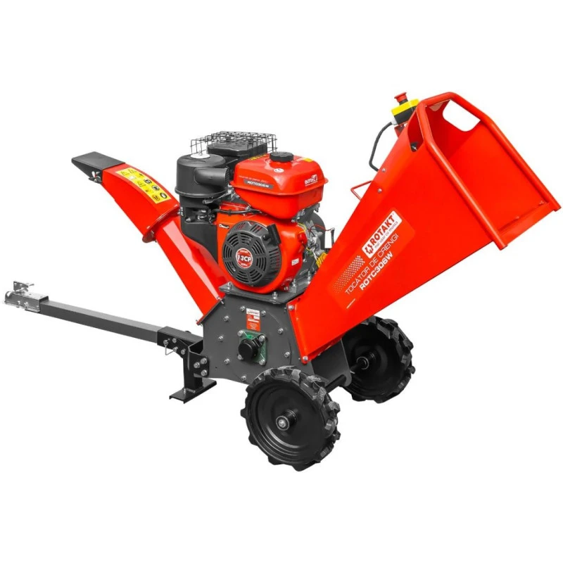 Tocator de crengi Rotakt, ROTC306W motor 13 CP benzina capacitate maxima tocare 100 mm protap cupla auto roti 5.00-9