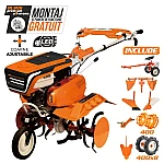 Motosapa Ruris 7500ACC3, roti cauciuc 4.00-8, rarita ajustabila, plug, adaptor, dispozitiv cartofi, cultivator multifunctional, accesoriu tractat, roti metalice 400 fara manicot