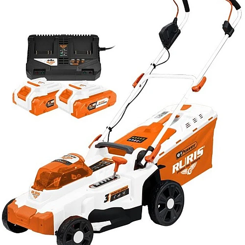Masina de tuns gazon cu acumulator RURIS RXI3744e Power Alfa UP, latime lucru 37 cm, 25-75 mm, cos 35 litri, 2 x Li-Ion 20V, 4Ah, incarcator dublu