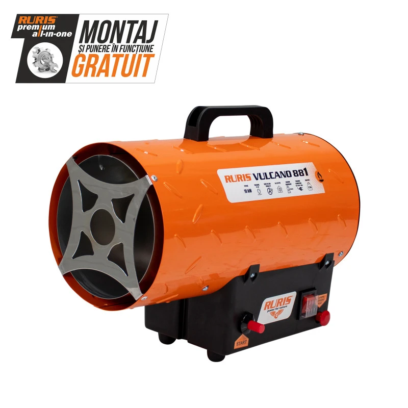 Aeroterma gaz RURIS Vulcano 881, 10 kW, debit aer 320 mc/h, 34120 BTU, 0.7 bar, cu amestec butan/propan