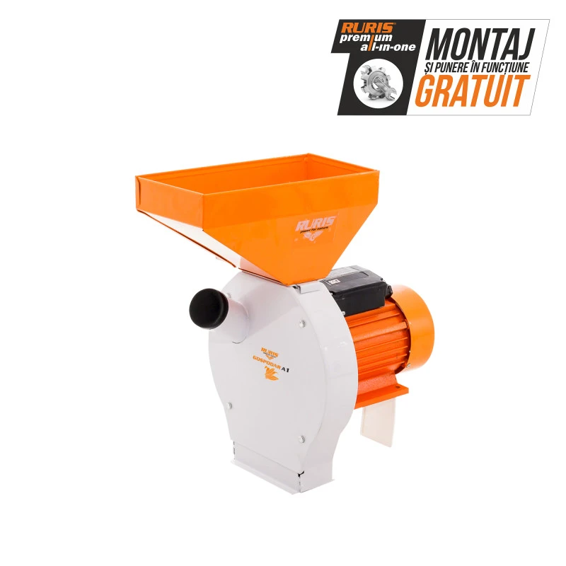 Moara cu ciocanele RURIS Gospodar A1, 220 V, 2.7 KW, 2850 rpm, 4 site, capacitate maruntire 180 kg/h