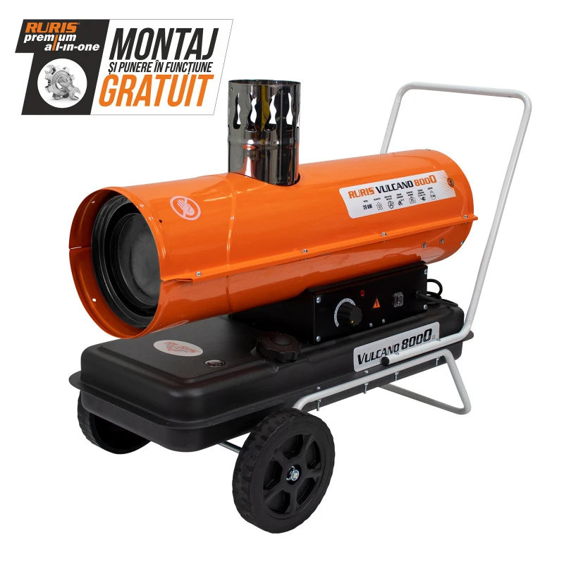 Tun de aer cald RURIS VULCANO 8000, cu ardere indirecta, 20 kW, debit aer 600 mc/h, 68240 BTU, 3 trepte de incalzire, rezervor 24 litri