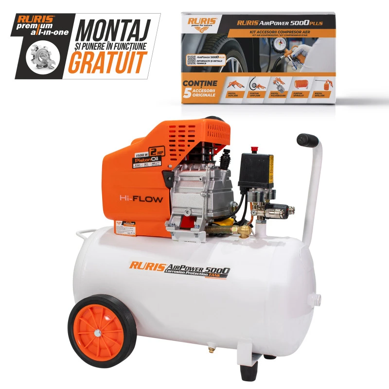 Compresor RURIS AirPower 5000PLUS plus Kit AirPower 5000 Plus, 230 V - 240 V, 1500 W, 2850 rpm