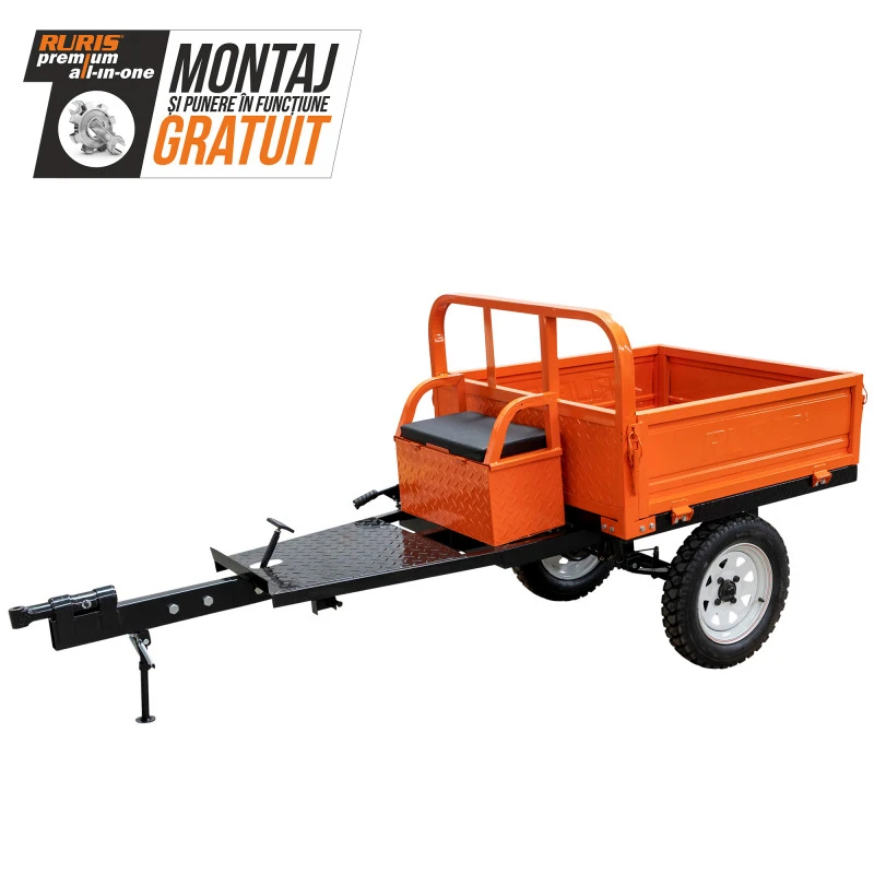 Remorca motocultor RURIS 451XL, capacitate incarcare 450 kg, basculare cu telescop