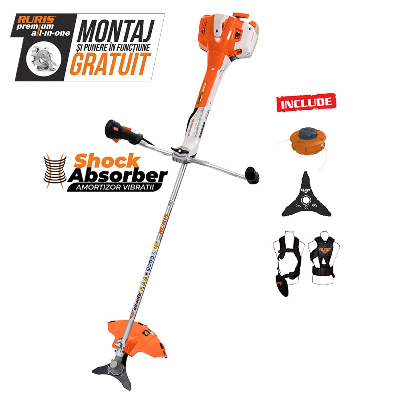 Motocositoare pe benzina RURIS RR400C, motor KHUMMA, 2 timpi, 41.2 CC, 2.8 CP, diametru taiere 255 mm, rezervor 1 litru, aprindere electronica