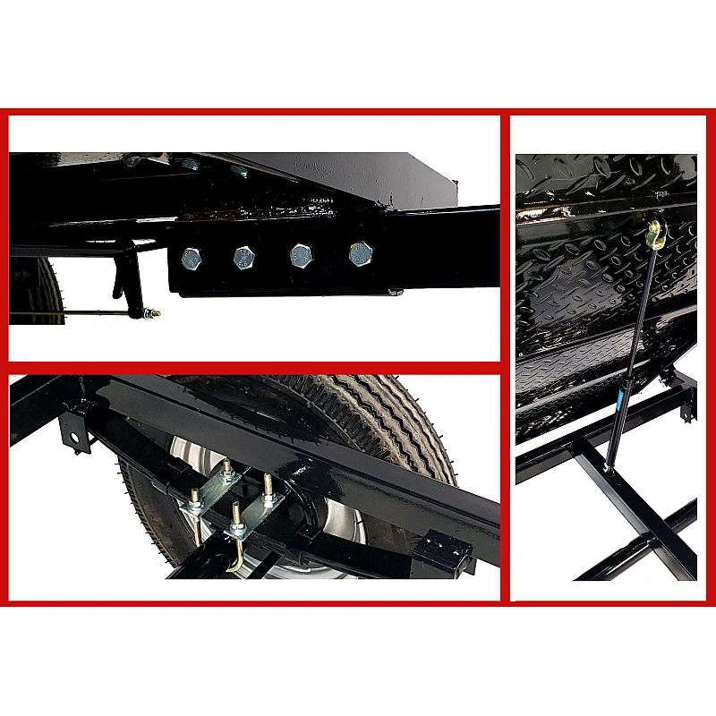 ProGARDEN Campo RM500C remorca 500kg motocultor, 1 osie, prindere bolt, roti profil rutier 5.00-12, 4 prezoane, RIM 3.00B