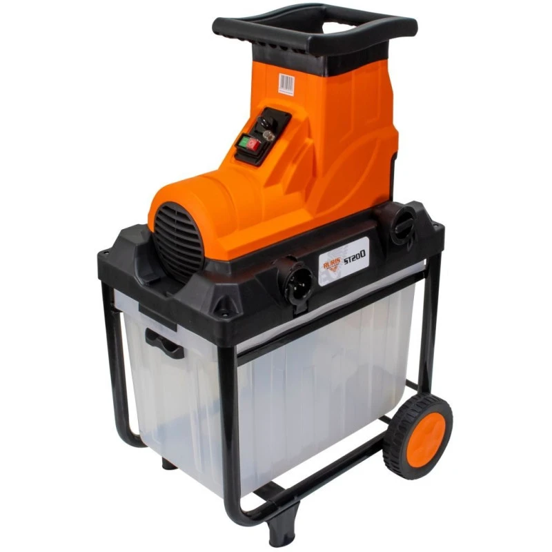 Tocator de crengi si resturi vegetale RURIS ST200, 2800 W, 4500 rot/min, diametru taiere 35 mm, cos colector 45 litri